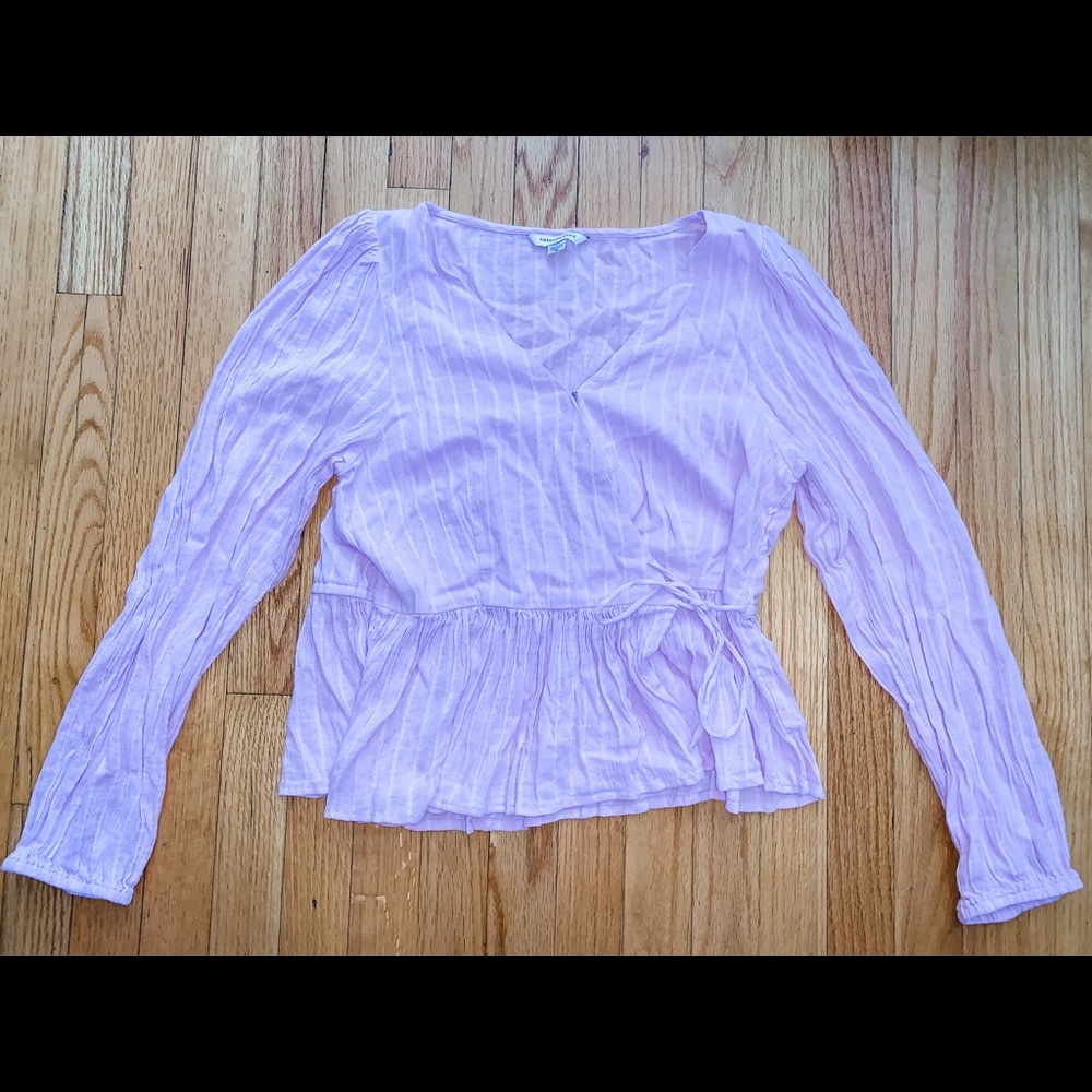 AE Long Sleeve Wrap Peplum Blouse